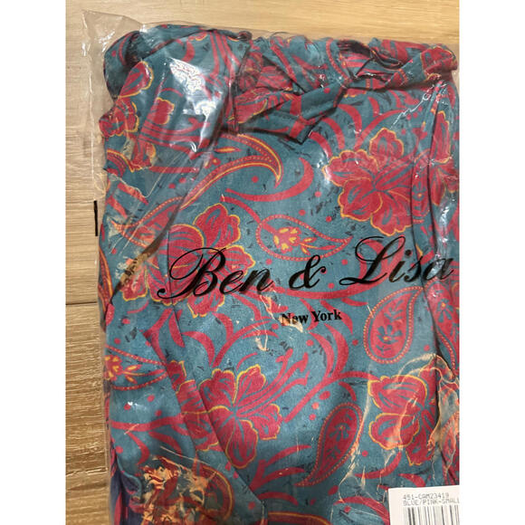 NWT! La Fiorentina Printed A-Line Maxi Dress in Blue/Pink Size Small - Picture 4 of 5